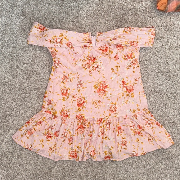 Peppermayo Floral Off-Shoulder Mini Dress - Pink and Orange - Picture 3 of 3
